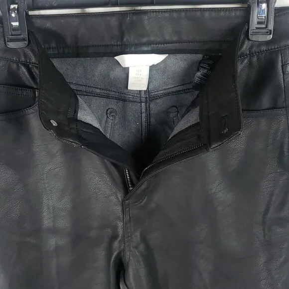 H&M Women's 8 Black Faux Leather Pants - Picture 7 of 13